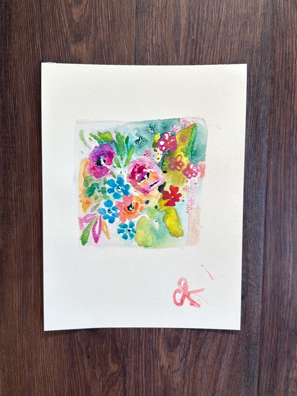 Original - One of a Kind - Vibrant Floral Watercolor Art Piece